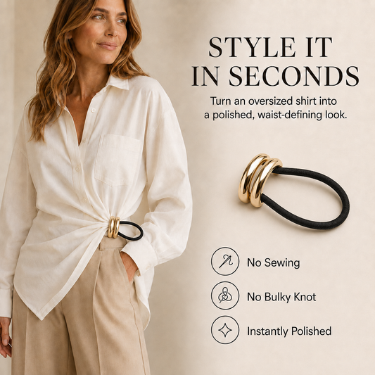 ✨ 2026 Viral Gold Double-Ring Shirt Cinch Clip – Style Any Shirt in Seconds