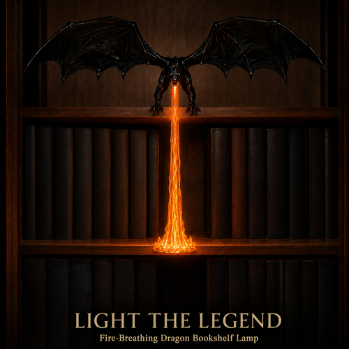 🔥🐉 2026 Viral Fire-Breathing Dragon Bookshelf Lamp – Light Up Your Fantasy World ✨📚