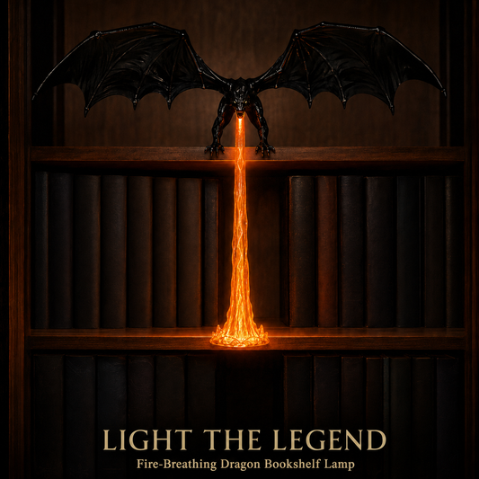 🔥🐉 2026 Viral Fire-Breathing Dragon Bookshelf Lamp – Light Up Your Fantasy World ✨📚