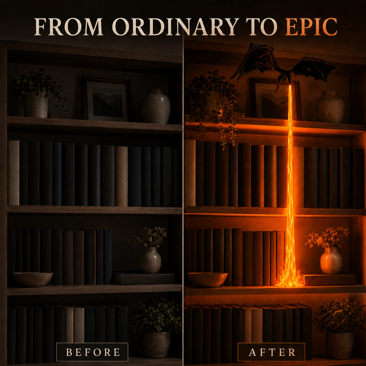 🔥🐉 2026 Viral Fire-Breathing Dragon Bookshelf Lamp – Light Up Your Fantasy World ✨📚