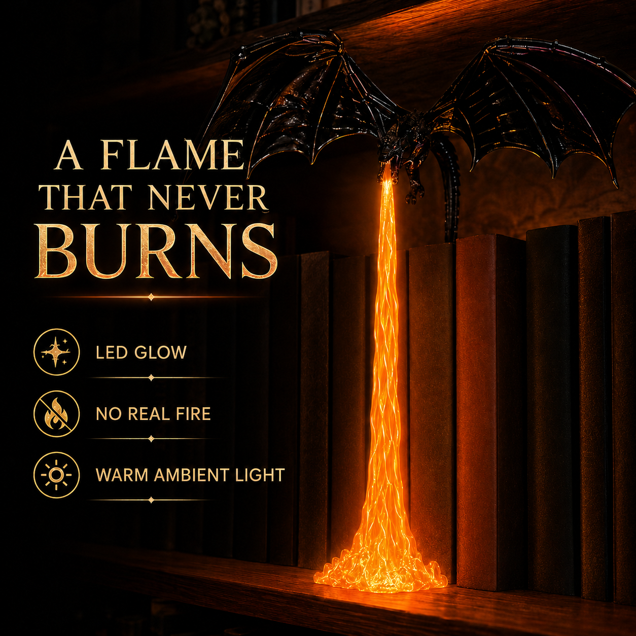🔥🐉 2026 Viral Fire-Breathing Dragon Bookshelf Lamp – Light Up Your Fantasy World ✨📚