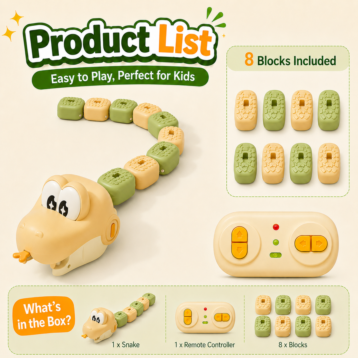 Remote Control Snake Block-Collecting Game