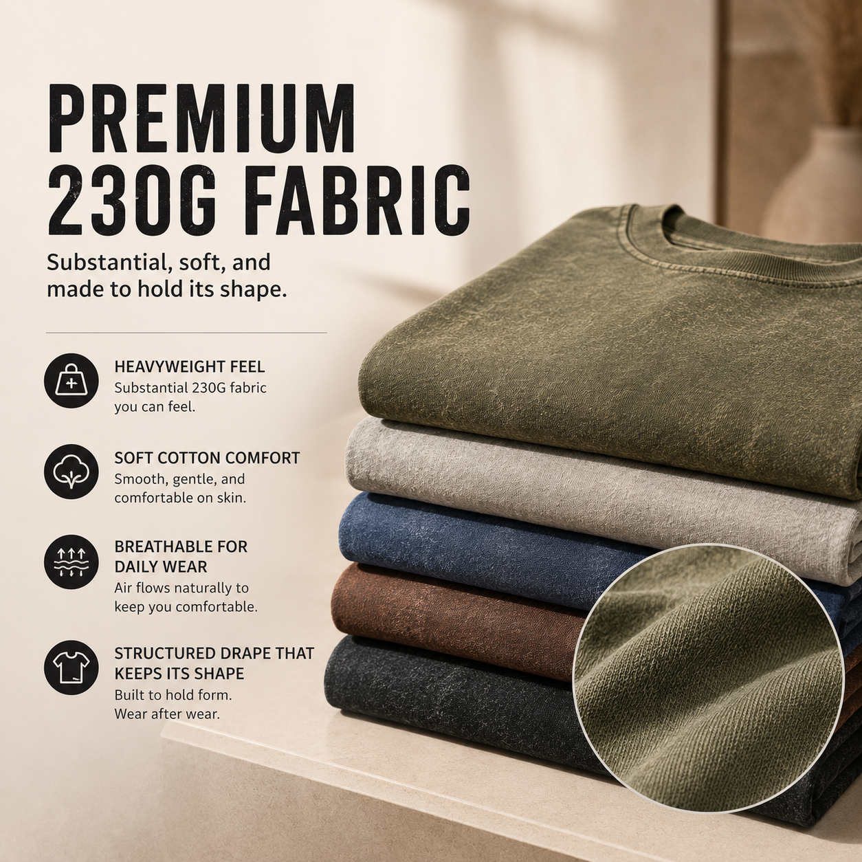 230G Heavyweight Washed T-Shirt – Oversized Vintage Tee