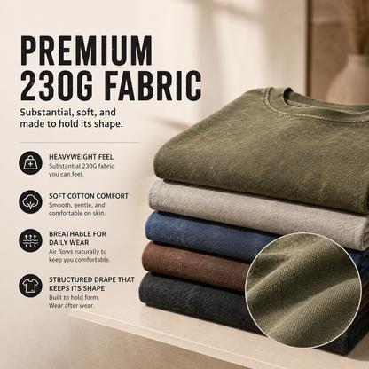 230G Heavyweight Washed T-Shirt – Oversized Vintage Tee