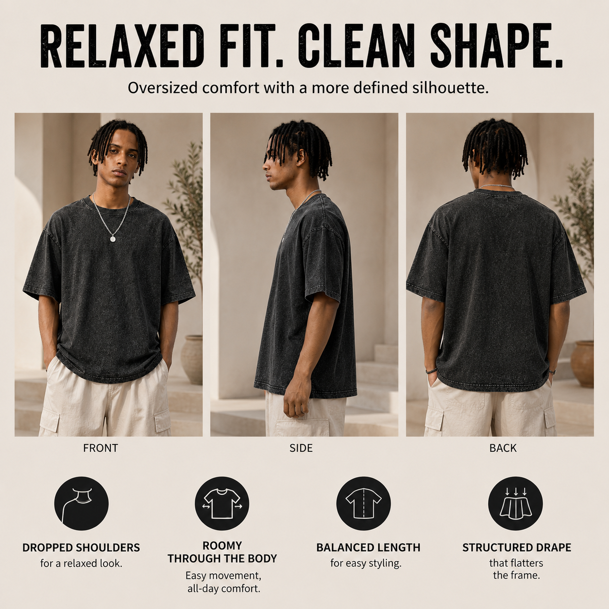 230G Heavyweight Washed T-Shirt – Oversized Vintage Tee