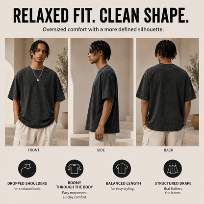 230G Heavyweight Washed T-Shirt – Oversized Vintage Tee