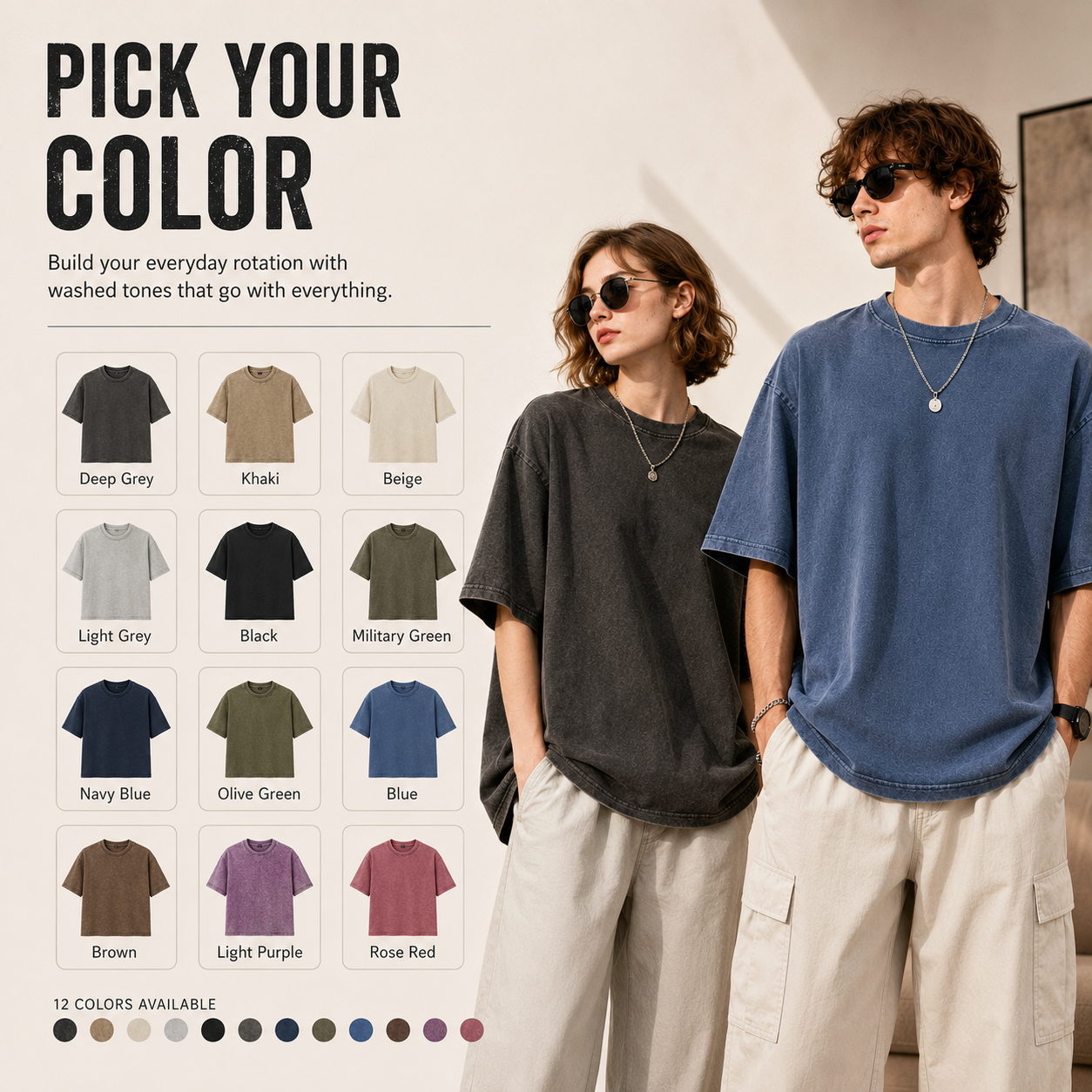 230G Heavyweight Washed T-Shirt – Oversized Vintage Tee