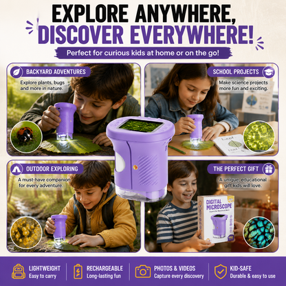 🔬 Pocket Microscope Camera For Kids – Turn Screen Time Into Discovery