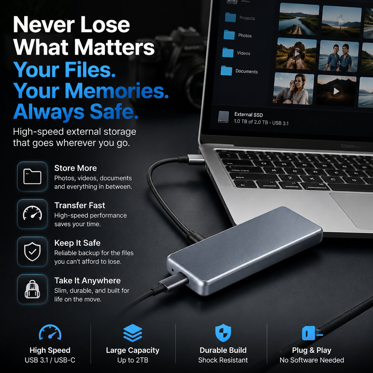 Portable External SSD – Protect Your Photos, Videos & Important Files