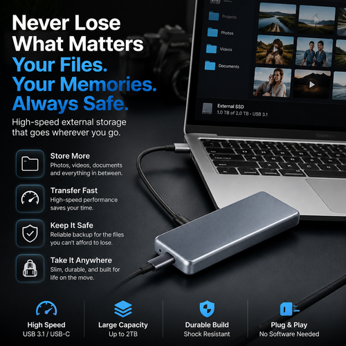 Portable External SSD – Protect Your Photos, Videos & Important Files