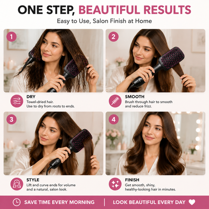 ✨ 2-in-1 Hot Air Brush Hair Dryer for Smooth Salon Style Hair