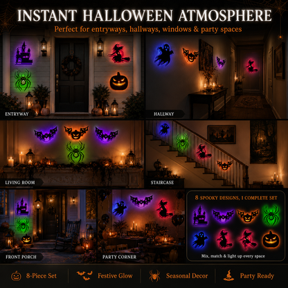 🔥 8-in-1 Halloween Glow Decor Set – Turn Any Space Spooky in Seconds