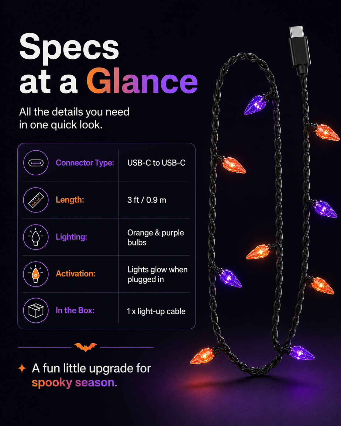 ⚡ Limited-Time 49% OFF – Spooky Light-Up USB-C Charging Cable ✨🎃
