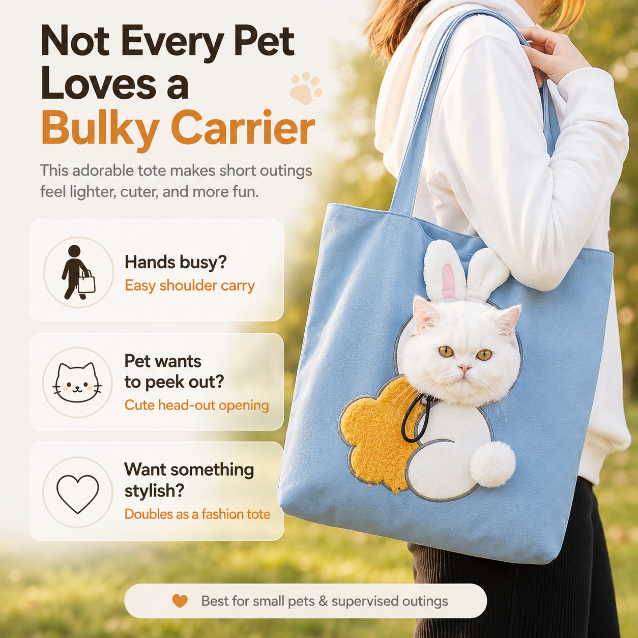 🐾 2026 Viral Head-Out Pet Carrier Tote – Cute Shoulder Bag for Cats & Small Dogs