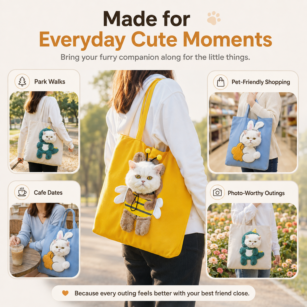 🐾 2026 Viral Head-Out Pet Carrier Tote – Cute Shoulder Bag for Cats & Small Dogs