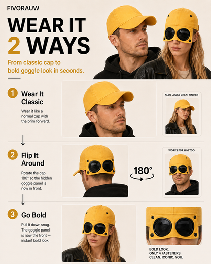 🧢 2-Way Streetwear Goggle Cap – One Cap, Two Looks