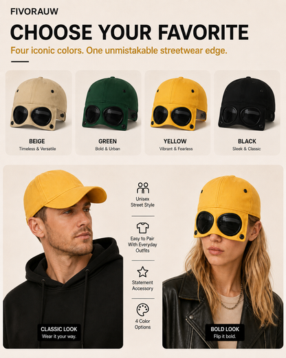 🧢 2-Way Streetwear Goggle Cap – One Cap, Two Looks