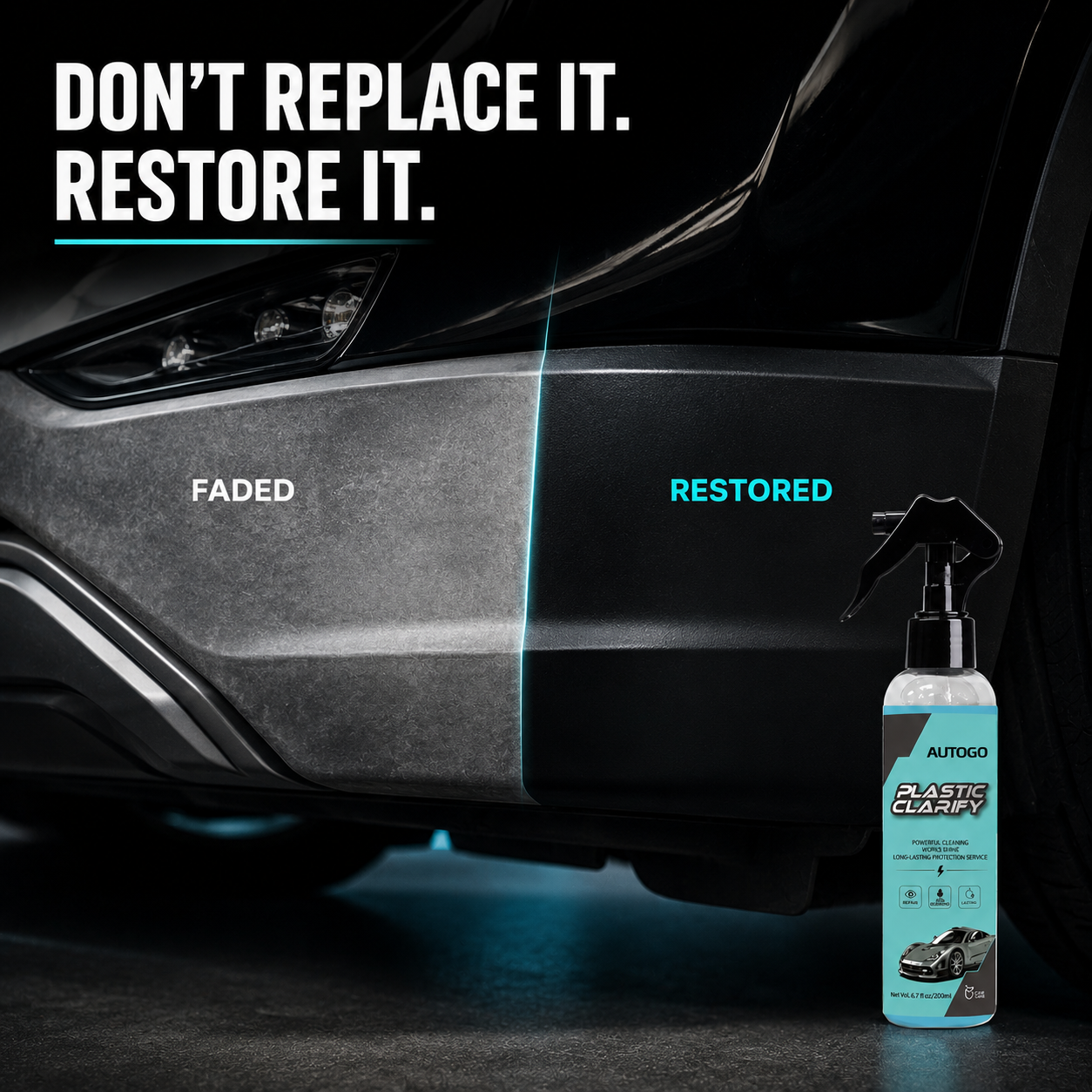 🚗 Restore Your Car’s Deep Black Finish –Tire & Plastic Trim Restorer Spray for Faded Automotive Surfaces