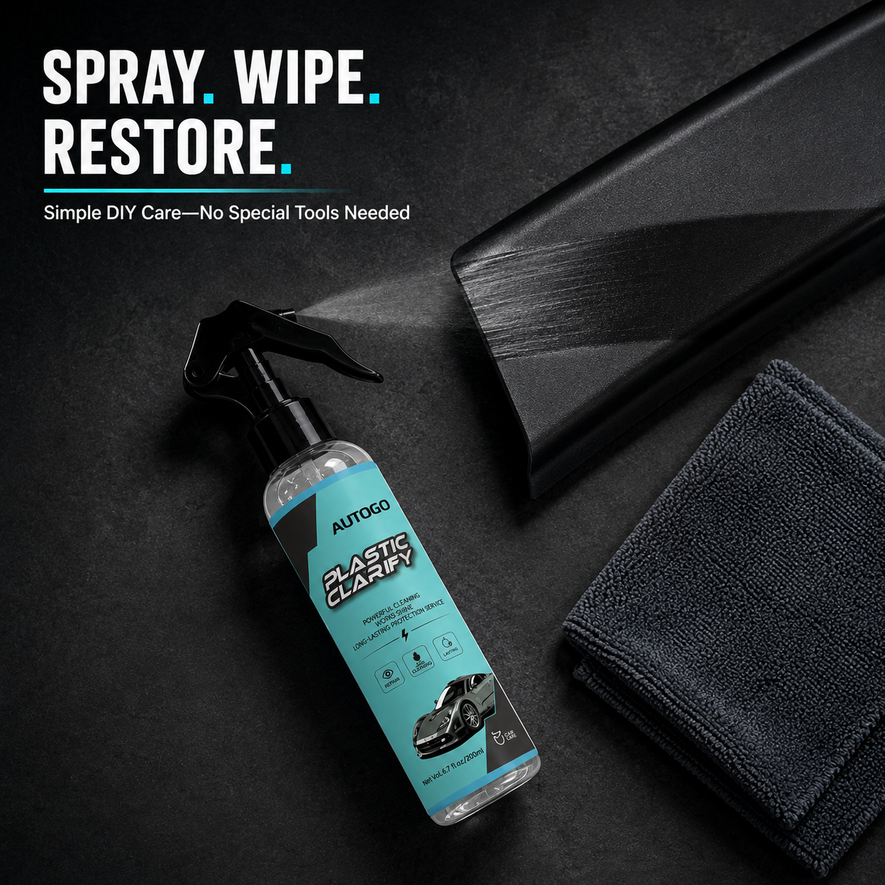 🚗 Restore Your Car’s Deep Black Finish –Tire & Plastic Trim Restorer Spray for Faded Automotive Surfaces