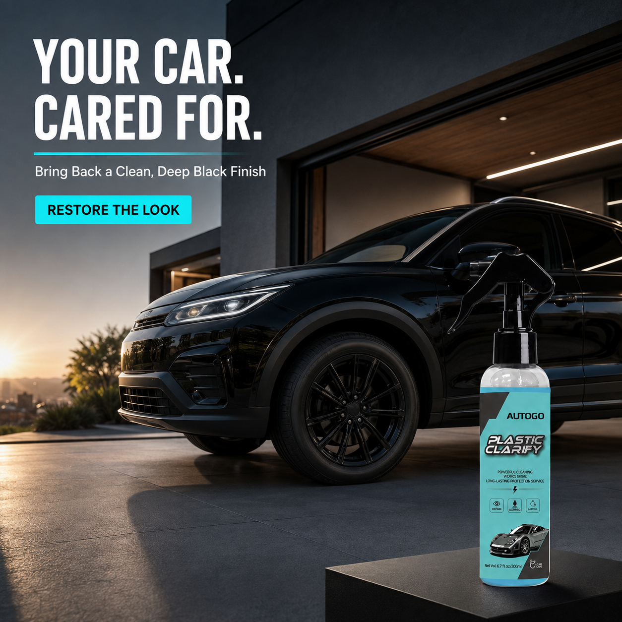 🚗 Restore Your Car’s Deep Black Finish –Tire & Plastic Trim Restorer Spray for Faded Automotive Surfaces