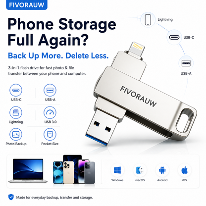 📱 3-in-1 Phone & Computer Flash Drive – Fast Photo & File Transfer