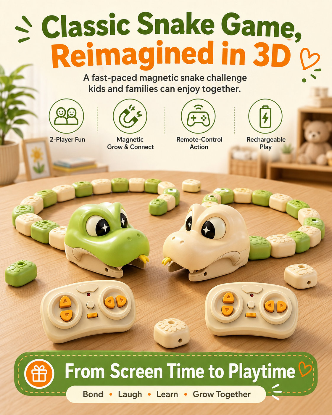 🐍 Remote Control Magnetic Snake Game – Grow, Race & Challenge
