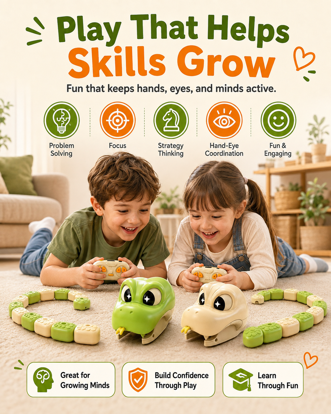 🐍 Remote Control Magnetic Snake Game – Grow, Race & Challenge