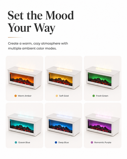 Cozy Fireplace Diffuser with Remote & 7-Color Ambient Light