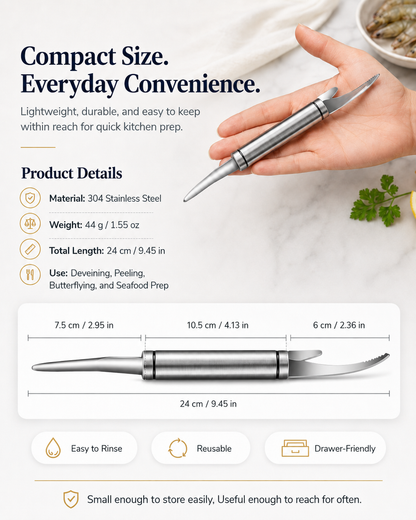 304 Stainless Steel Shrimp Deveiner & Peeling Tool