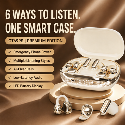 🎧 6-Earbud Smart Wireless Earbuds with Power Bank Charging Case | APP Control & Multi-Wear Design