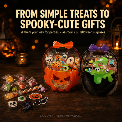 🎃 Halloween Trick or Treat Goodie Bags – Large Reusable Candy Bags with Handles