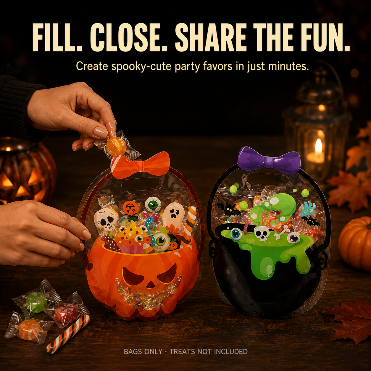 🎃 Halloween Trick or Treat Goodie Bags – Large Reusable Candy Bags with Handles