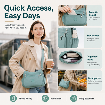 🛍️Multi-Pocket Crossbody Bag – Lightweight Nylon Shoulder Bag