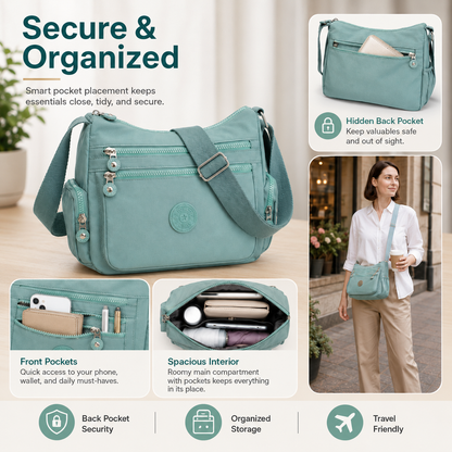 🛍️Multi-Pocket Crossbody Bag – Lightweight Nylon Shoulder Bag