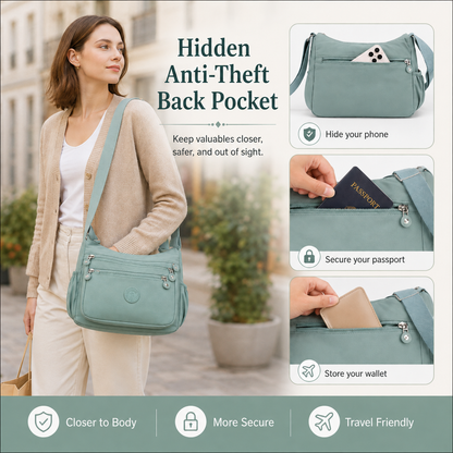 🛍️Multi-Pocket Crossbody Bag – Lightweight Nylon Shoulder Bag
