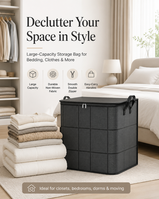 ✨Large-Capacity Zippered Storage Bag – Declutter Bedding, Clothes & More