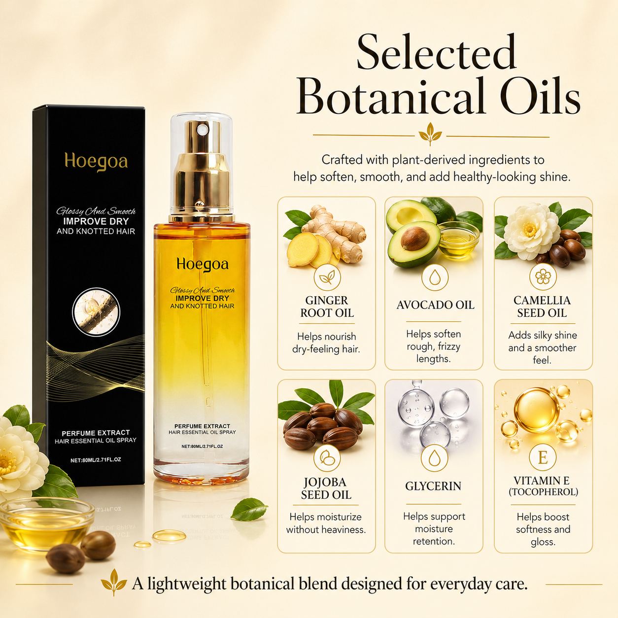 Botanical Hair Oil Mist for Dry, Frizzy & Tangled Hair