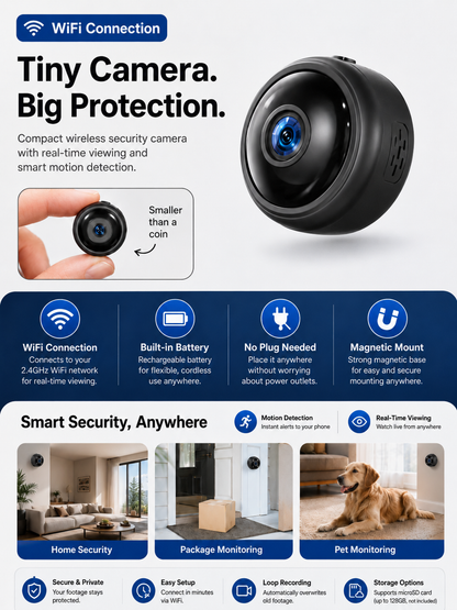 2026 Mini Magnetic WiFi Camera | Built-In Battery & Live View