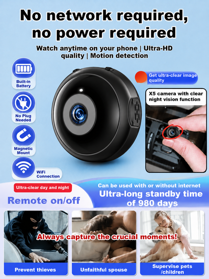 2026 Mini Magnetic WiFi Camera | Built-In Battery & Live View