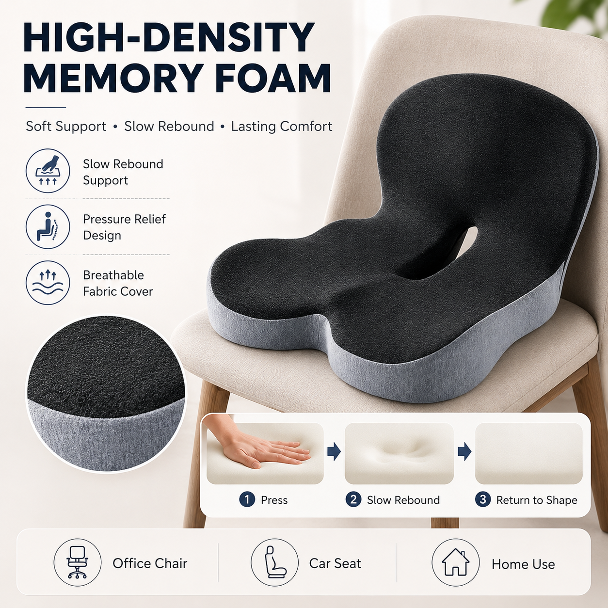 🔥49% off on the last day| Sitting All Day? This Cushion Helps Relieve Back & Tailbone Pressure Instantly