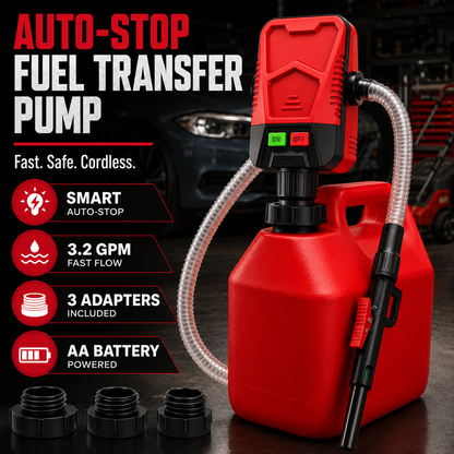 ⛽Automatic Transfer Pump Powered - Auto-Stop Sensor, 3.2 GPM Efficient Transmission