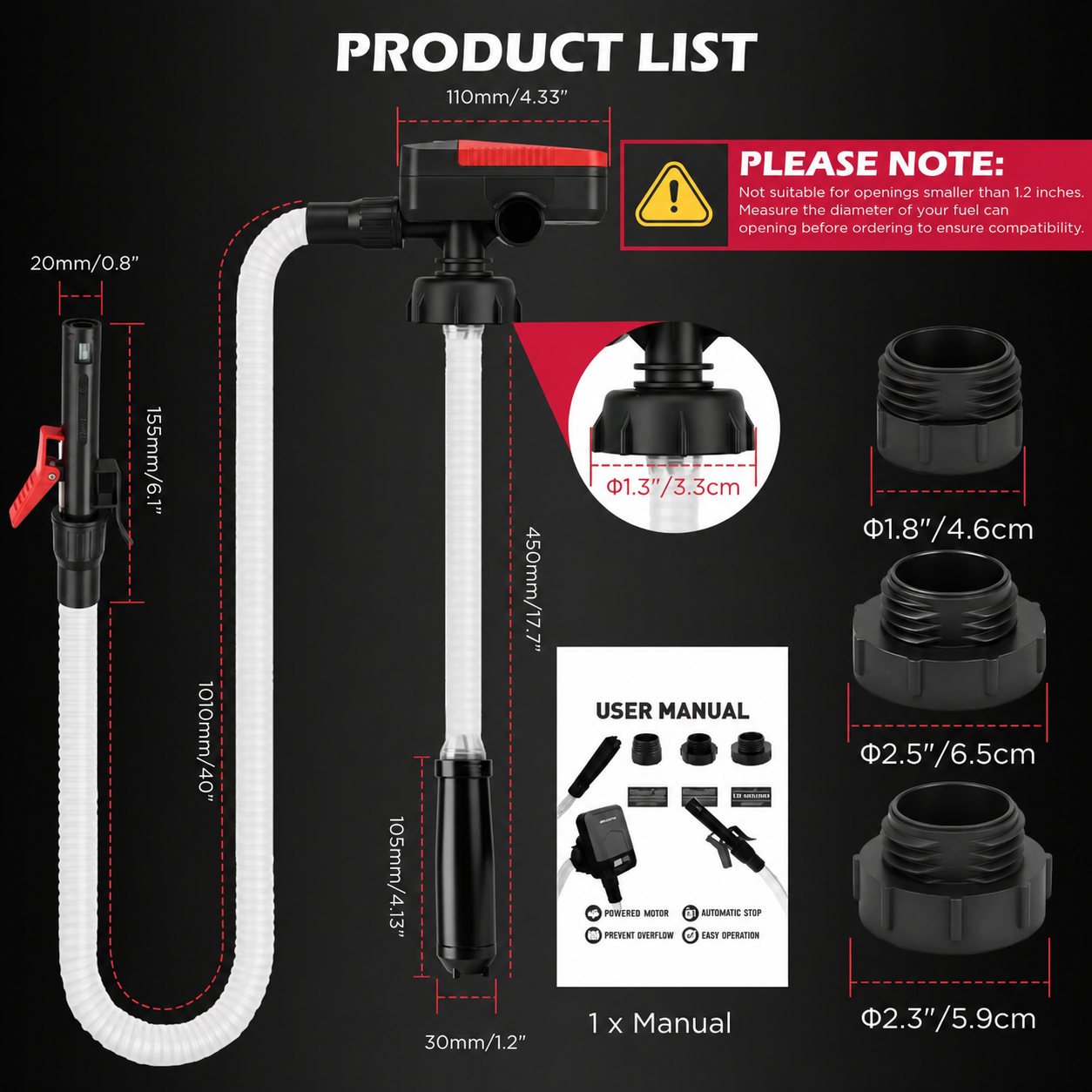 ⛽Automatic Transfer Pump Powered - Auto-Stop Sensor, 3.2 GPM Efficient Transmission