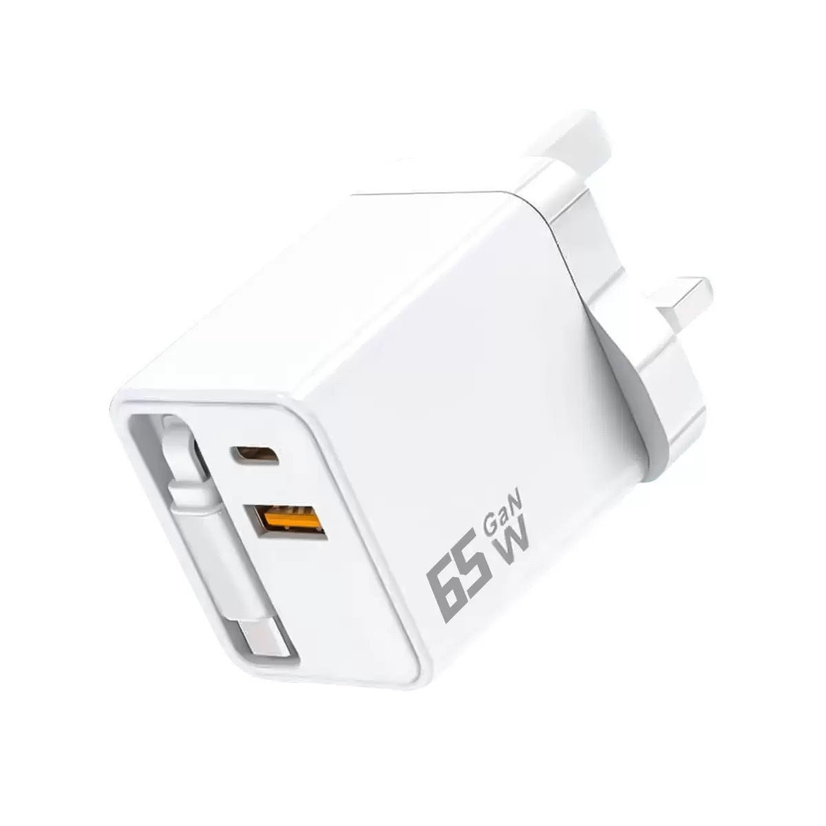 65W GaN Retractable USB-C Travel Charger | 3-in-1