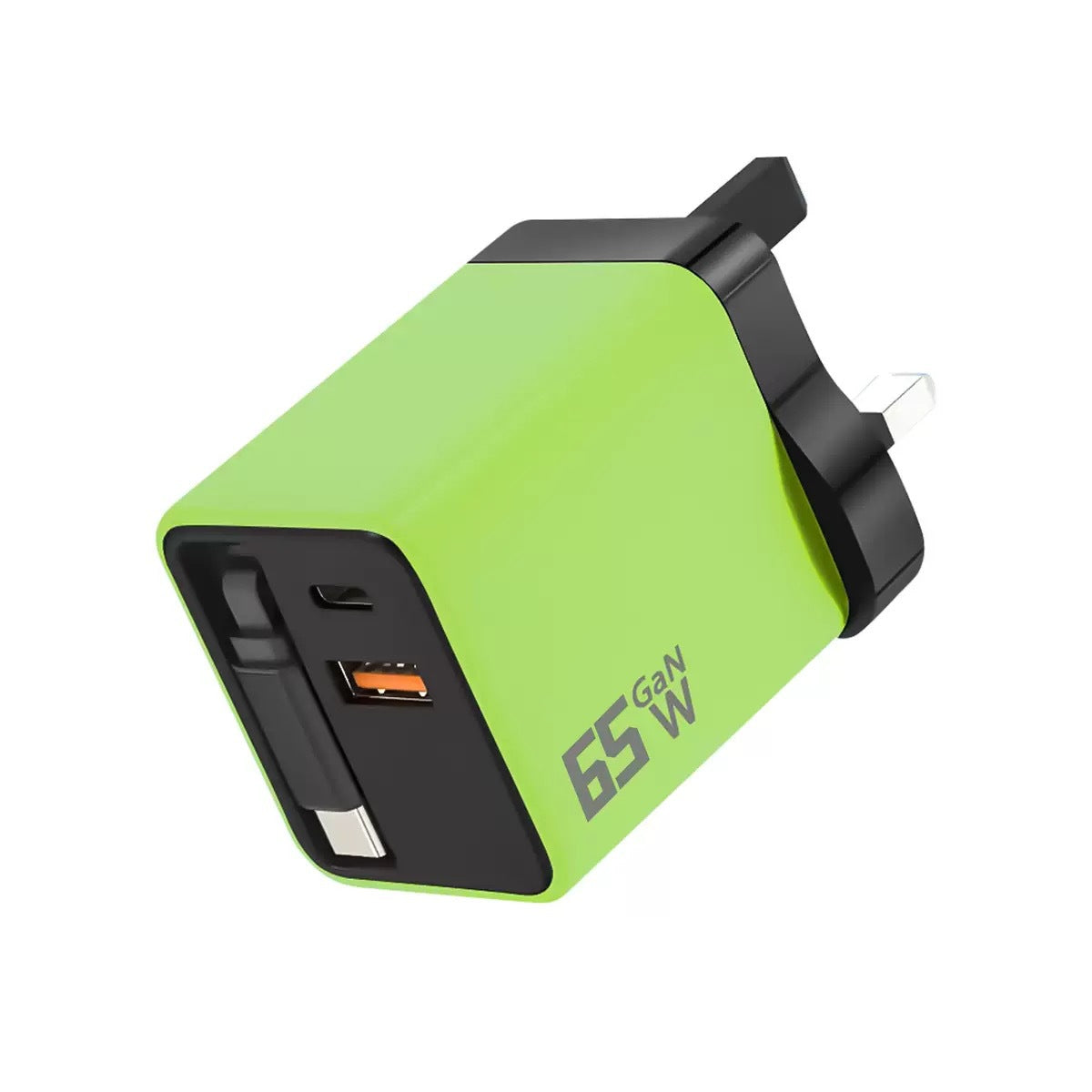 65W GaN Retractable USB-C Travel Charger | 3-in-1