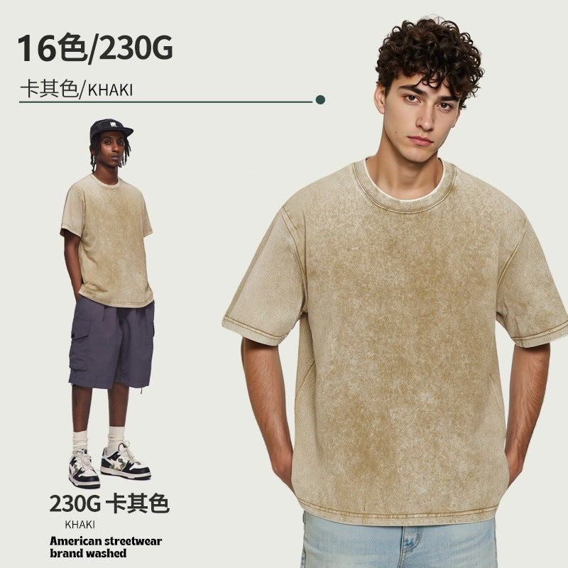 230G Heavyweight Washed T-Shirt – Oversized Vintage Tee