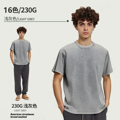 230G Heavyweight Washed T-Shirt – Oversized Vintage Tee