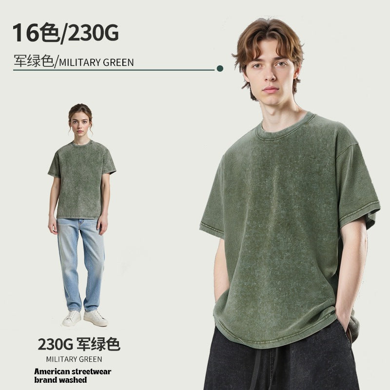 230G Heavyweight Washed T-Shirt – Oversized Vintage Tee