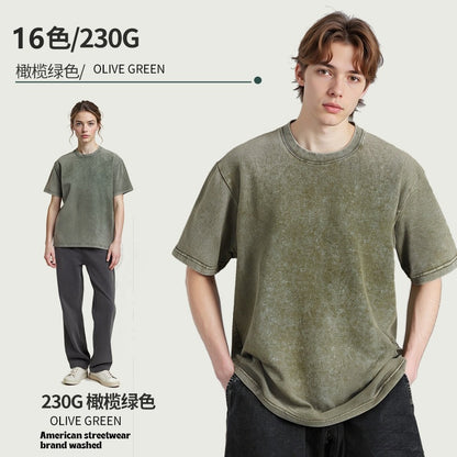 230G Heavyweight Washed T-Shirt – Oversized Vintage Tee