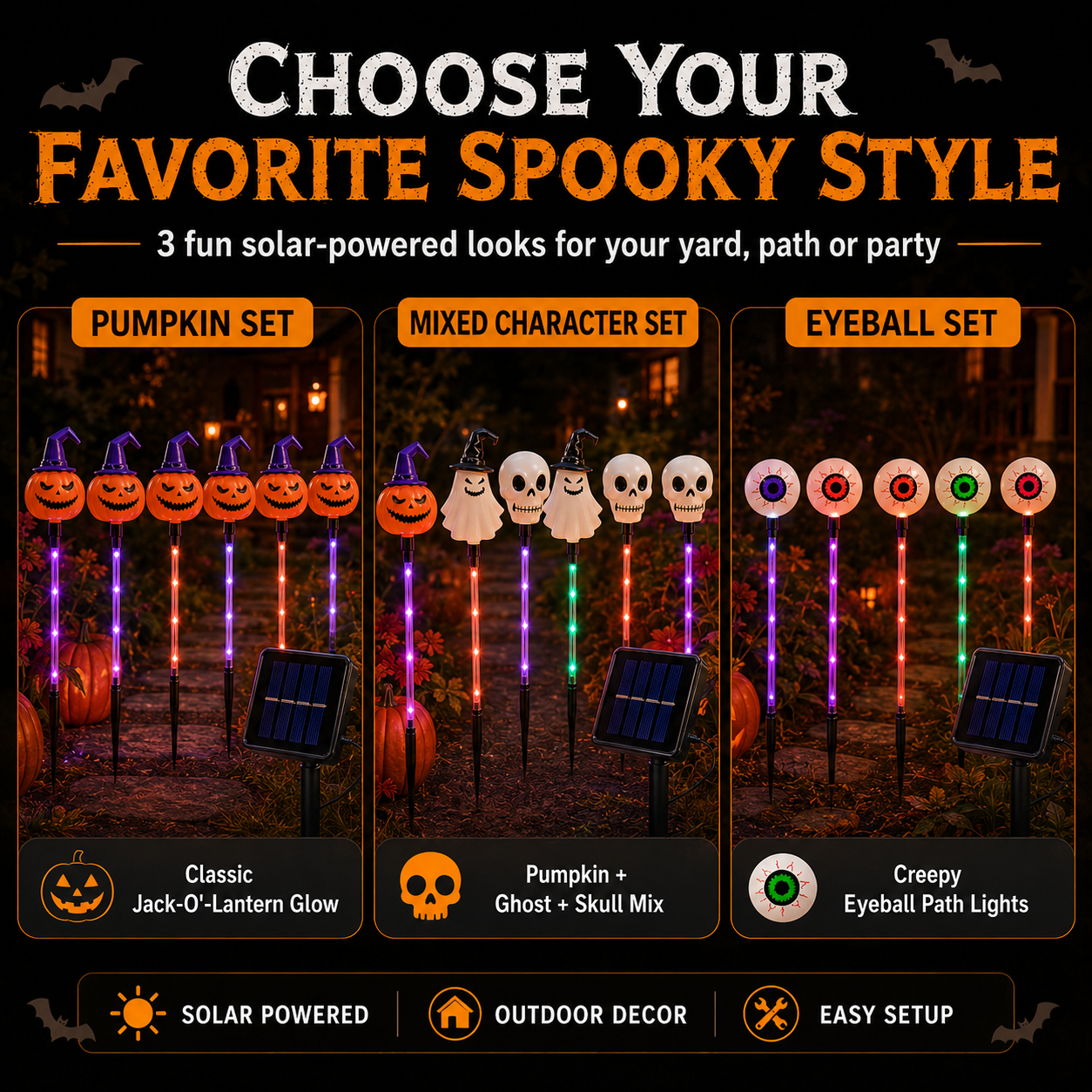 🎃 Solar Halloween Garden Stake Lights – Spooky Pathway Decor