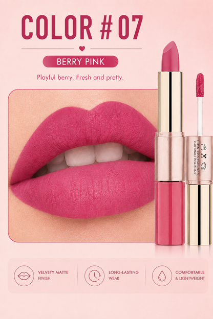 2-in-1 Matte Lipstick & Liquid Lip Glaze | 12 Longwear Shades